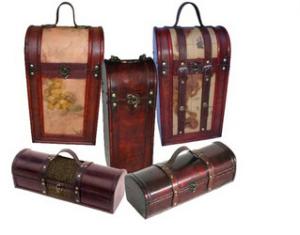 China Classic and luxury treasure chest wooden custom wine box, wooden for 2 wine bottles wholesale