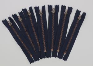 China Antique Copper YG 5 Inch Metal Dress Zips Black / Navy Or Blue Tape Customized wholesale