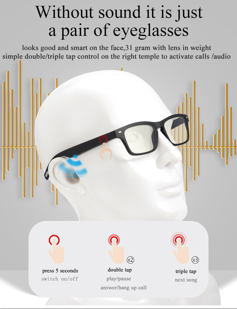 KY01 Anti-Blue Light And Sun Film Smart Glasses Glass Answer The Phone Customized Language AI Glass