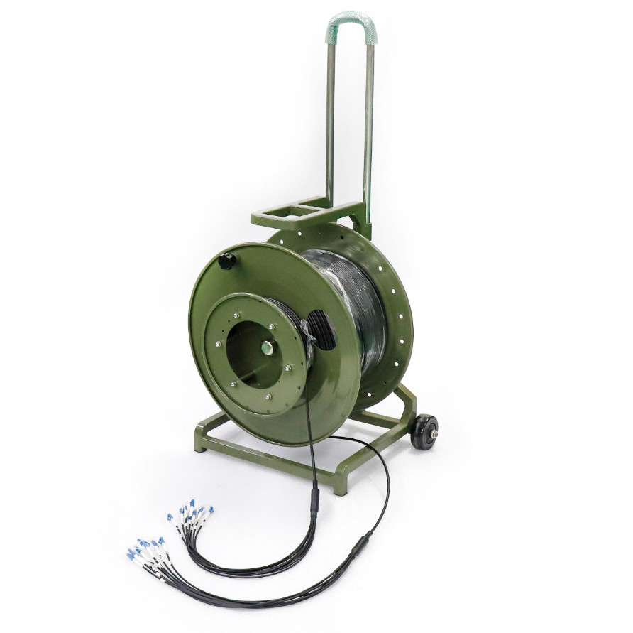 Portable Cable Reel With Optitap SC TPU Outdoor Armored Fiber Optic Cable