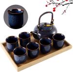 Kung Fu Tea Cup Set Porcelain Gongfu Tea Set 6.7oz With Bamboo Tray