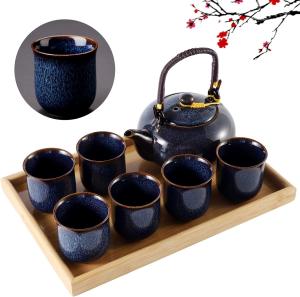 China 8oz 4 Pieces Asian Tea Set Portable Ceramic Tea Set With C Shaped Handle wholesale