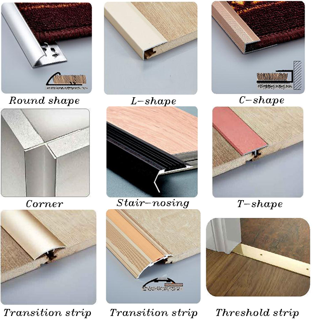 Interior Wall Aluminum Tile Trim cEramic Or Floor Edging Tile Trim