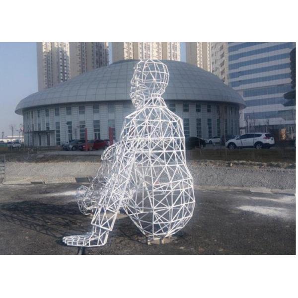 Outdoor Garden Metal Human Figure Stainless Steel Sculpture White Painted