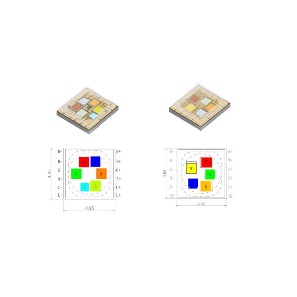 Ceramic SMD5050 LED Multi-colour RGBLAC LED 10W Flat Lens RGBWW 20W LED