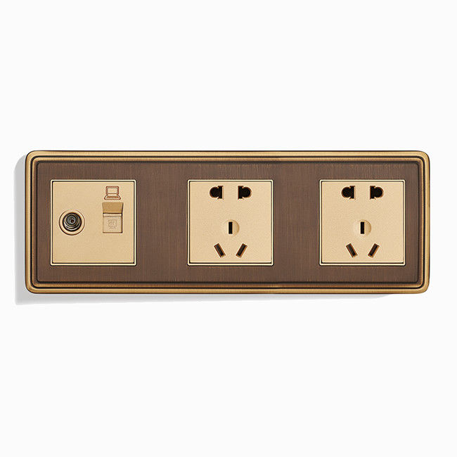 Universal Socket Power Outlet , 172mm 90mm Double Electrical Panel Key Switch Socket