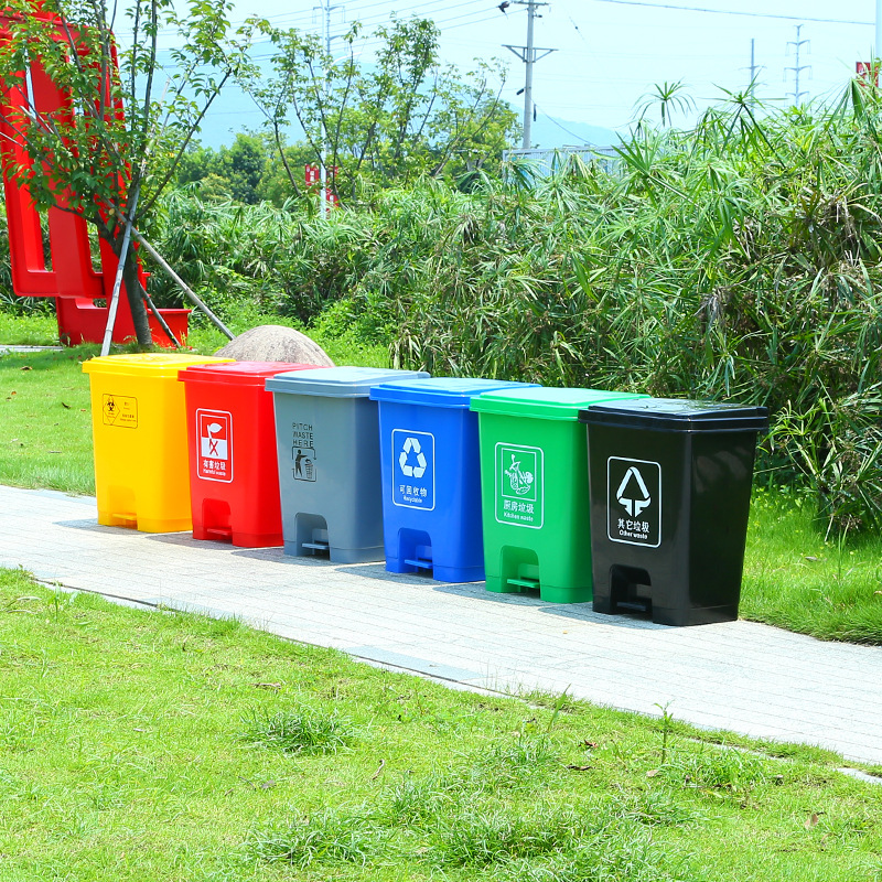 HDPE 50l Garbage Can OEM ODM Plastic Outdoor Garbage Can Blue Green Red