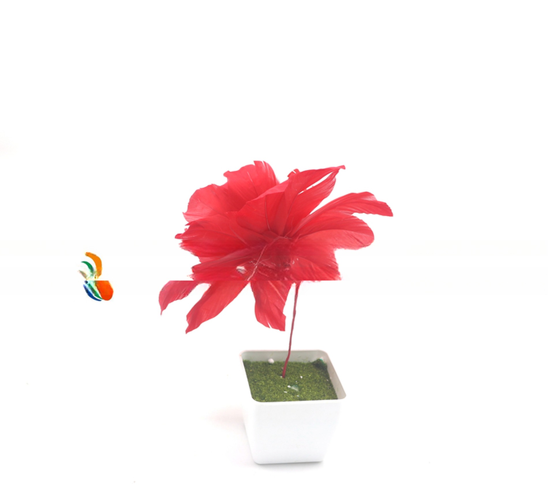 Wedding Decoration Goose Feather Flower Mount with Dyed Pattern and Wire Accessory