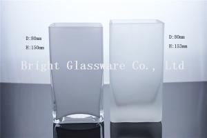China frosted square glass candle holder, tall candle holder sale wholesale