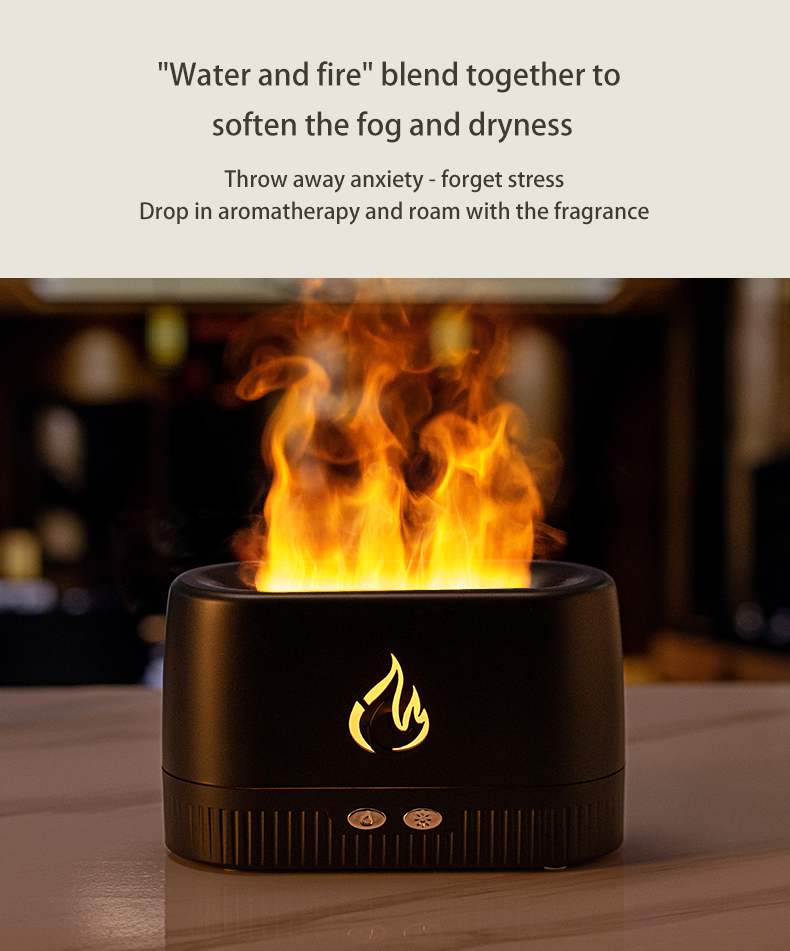 HOMEFISH 230ML Aromatherapy Ultrasonic Flame Aroma Diffuser With Warm Light