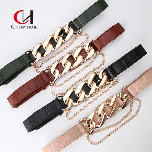 China Fashion Ladies Leather Belt Europe And America Hipster Punk Exaggerated Chain wholesale