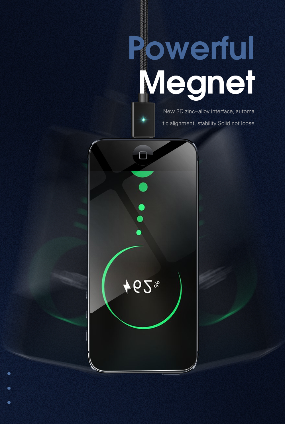 Magic Power Type C USB Magnetic Cables 3 In 1 1M 2M 3A Fast Charging For Type C Devices