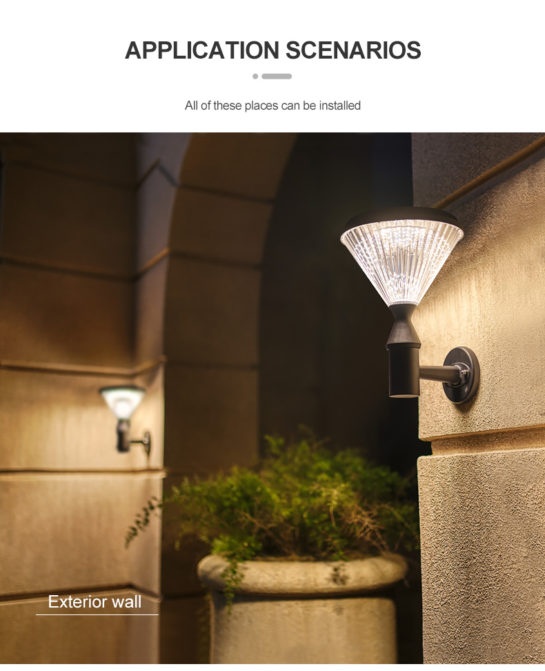 Die Cast Aluminum 20w Wall Mounted Solar Light outdooer wall lamp With 3.2v 8000mAh Battery