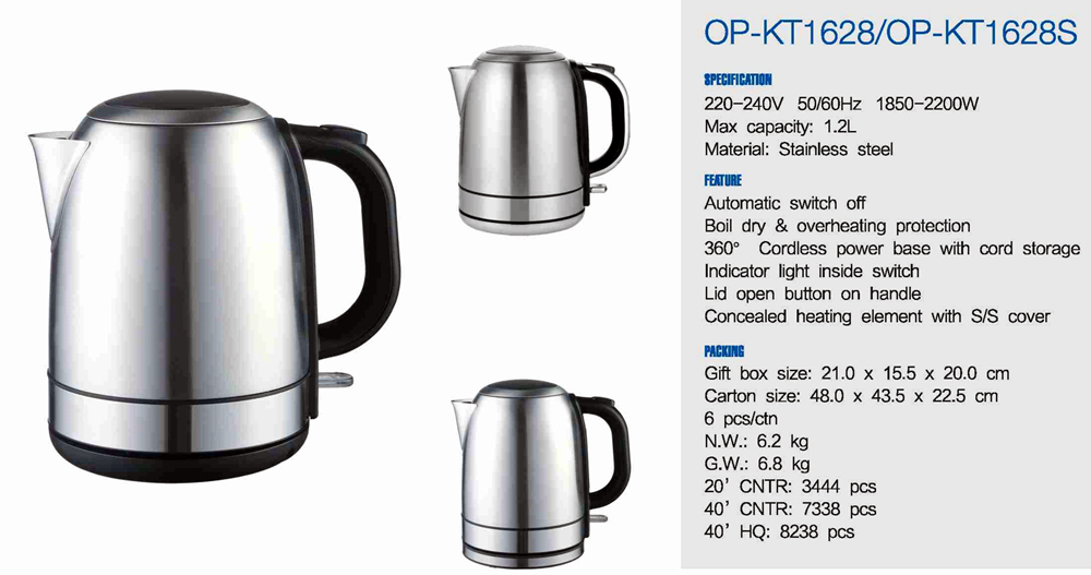 Electric Kettle with Automatic Shut-Off and Boil-Dry Protection