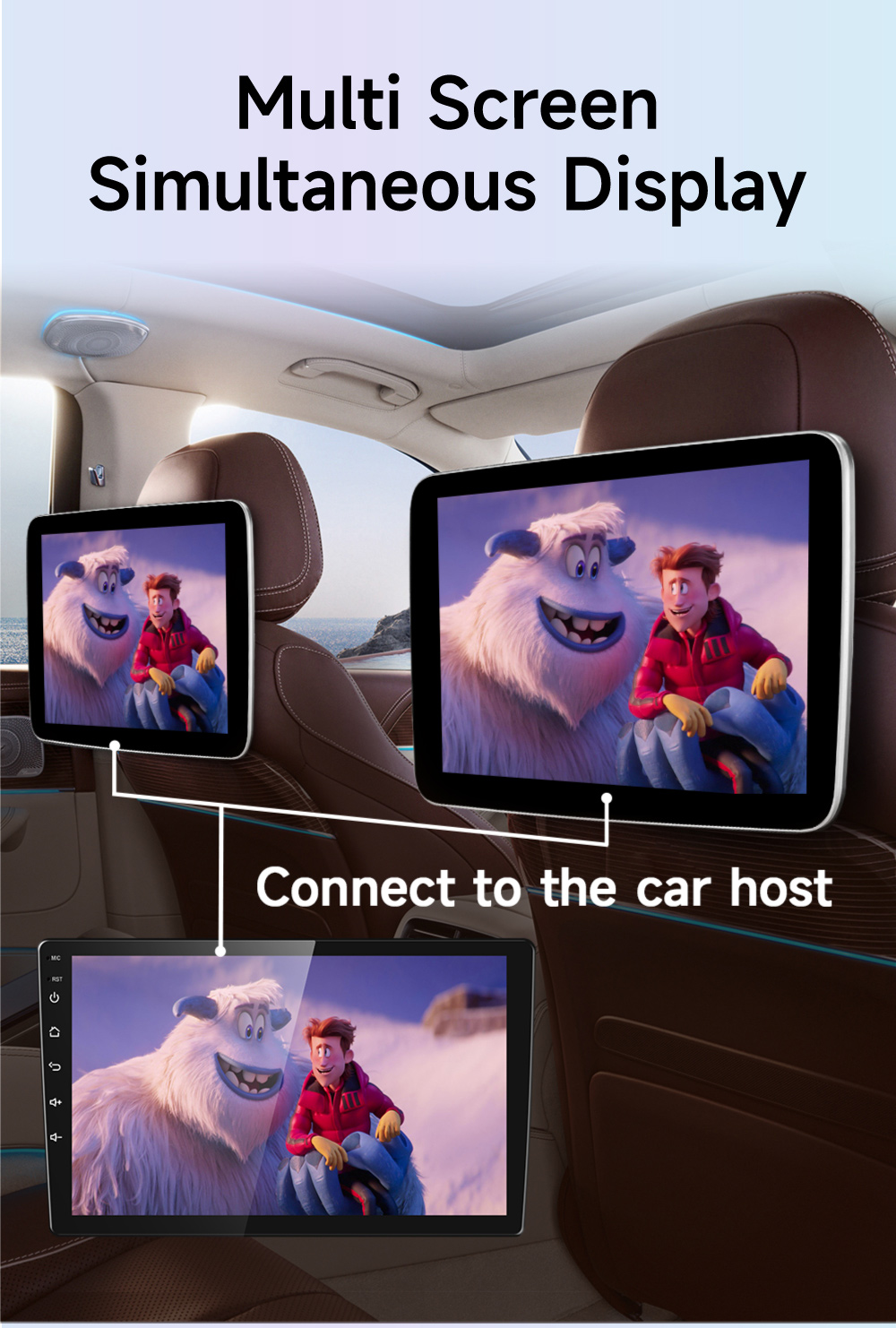 MP3/MP4 Players Combination Headrest Monitor Display IPS Android Tablet for Car Rear Seat