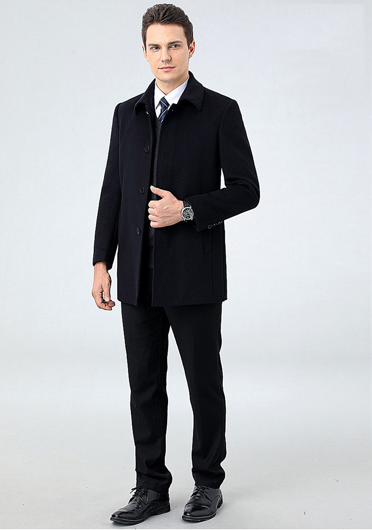Stylish and Sustainable Middle-Aged Double-Sided Woolen Cashmere Coat for Men's Business