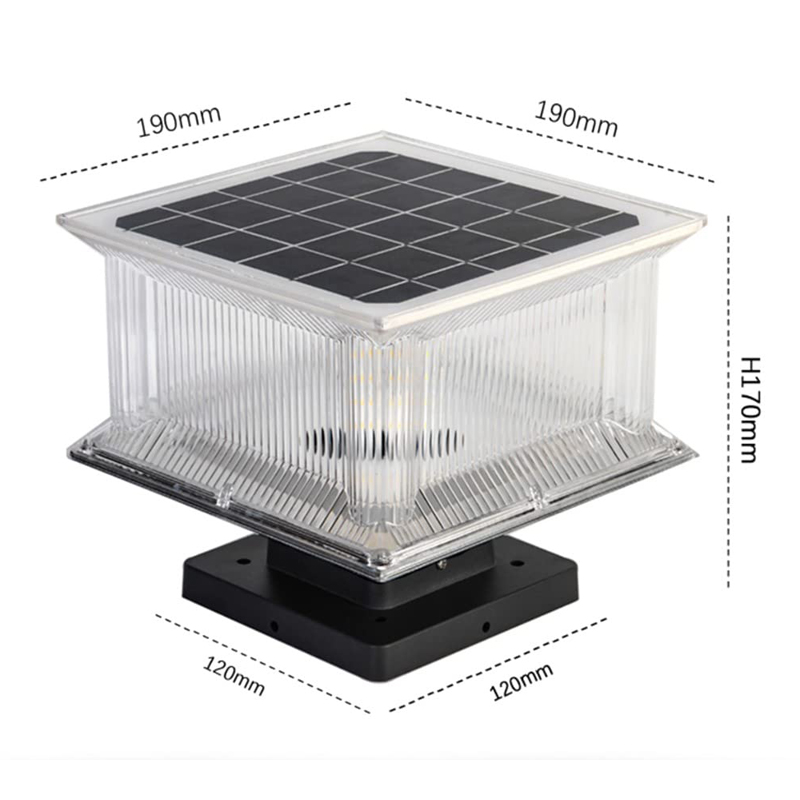 Waterproof IP65 Solar Pillar Lights Outdoor 6000K Post Cap Lamp