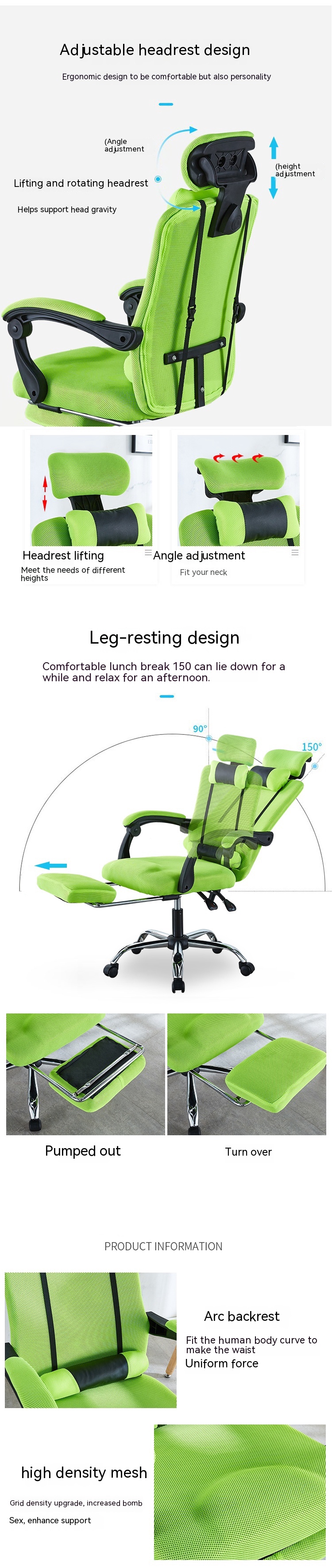 Height-Adjustable Conference Training Mesh Office Chair with Swivel and Mesh Design