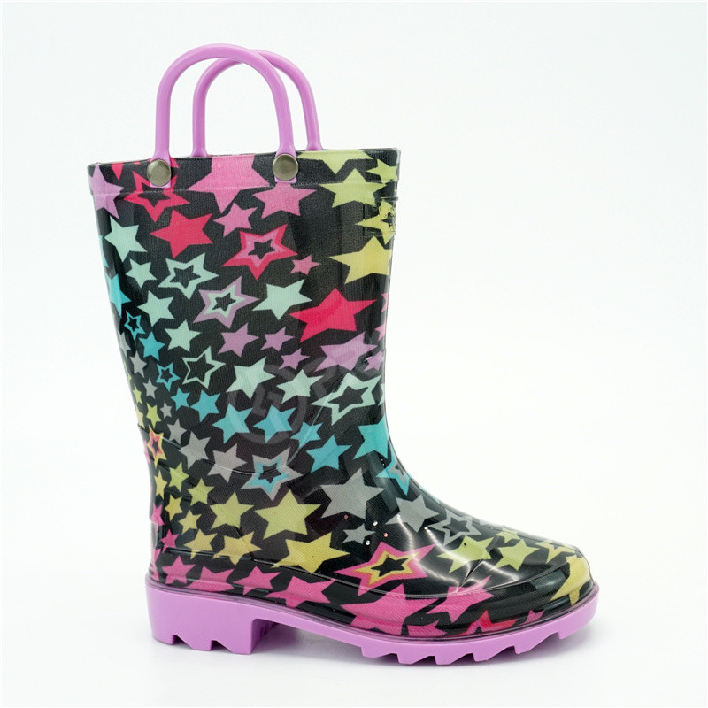 30EU Children PVC Rain Boots Waterproof Star Pattern