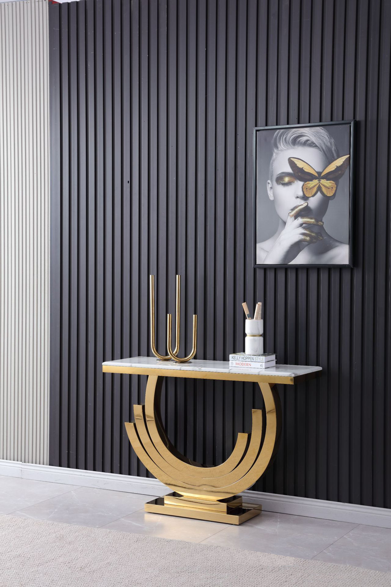 Rectangular Modern Marble Entrance Console Table Width 45cm
