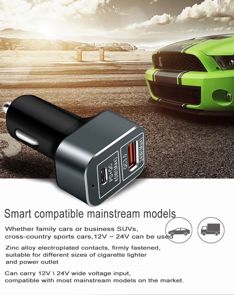 69W Type C USB Quick Charge 3.0 69W Car Laptop Charger