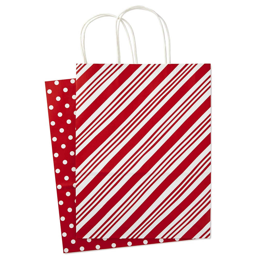 Customized Logo Merry Christmas Shopping Gift Packaging Twist Handle Kraft Paper Bag