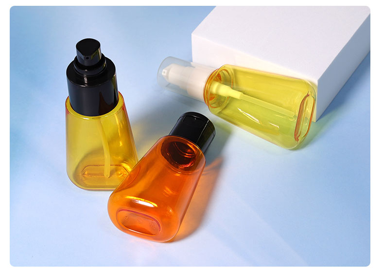 PET Clear Lotion Bottle Cosmetic Hair Oil Empty Bottle 70ml With Black Pump Head