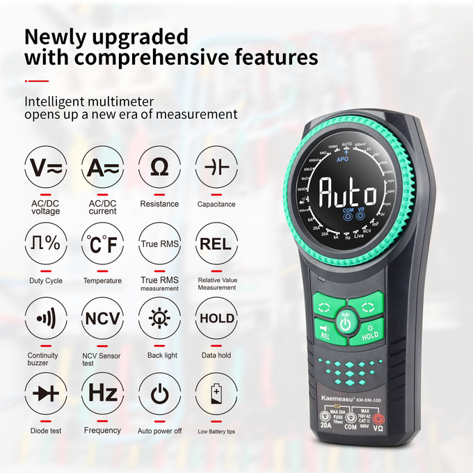 Kaemeasu 10D Smart Rotary Knob Multimeter Voltage Meters Detector Multimetro Smart Multimeter Digital Multimeters