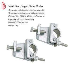 China Galvanized Q235 Drop Forged Girder Coupler BS1139 EN74 Standard wholesale