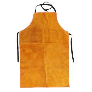 China Yellow Cow Split Fire Resistant Barbeque Industrial Safety Clothing leather Welding Apron wholesale