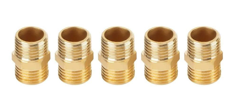 1/4 BSP To 1/4 BSP Brass Hex Nipple , External Thread Brass Quick Connector