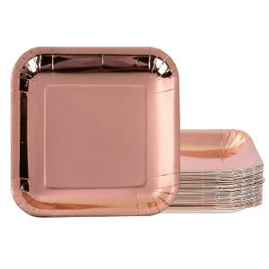 China Square Rose Gold Disposable Dinner Plates For Wedding Anniversary wholesale