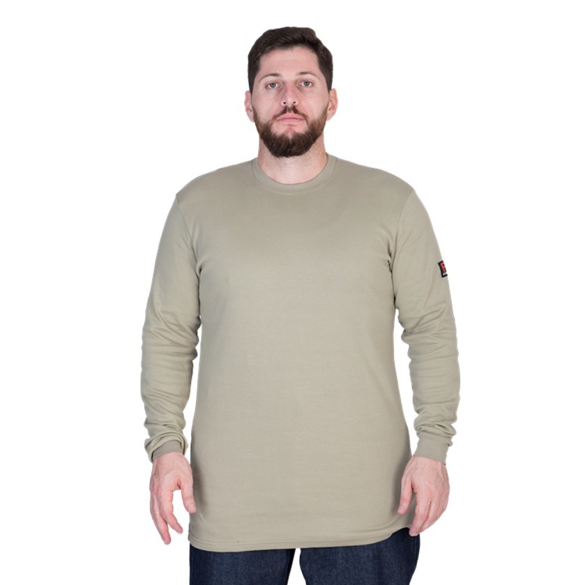 Men Cotton FR Buttonless Henley Shirt Long Sleeve