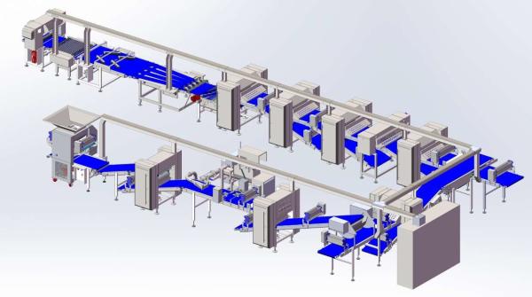 ZKS850 Pastry laminating line / capacity 1200kg/hr with diverse make up