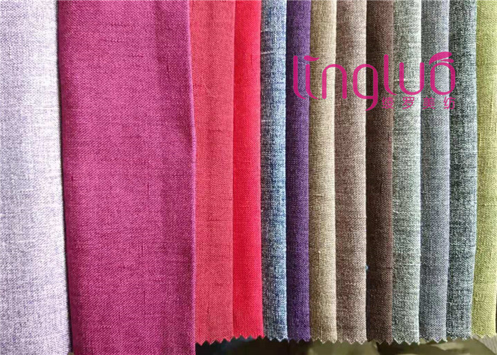 Colorful Plain Cushion Imitation Linen Fabric Heavy And Durable For Furniture