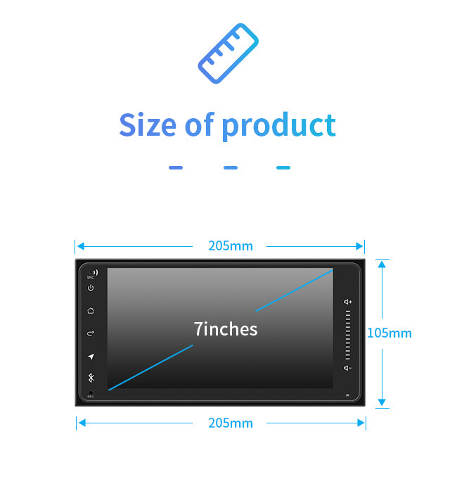 7 Inch Universal Android Carplay Multimedia Navigation System WIFI GPS For Toyota