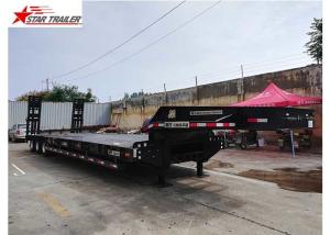 China Bare Tire Goosneck Hydraulic Low Bed Trailer Fabricated H Beam Height 500mm wholesale