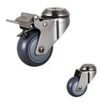 3'' Waterproof Trolley Fixed PU Stainless Steel Caster Wheels