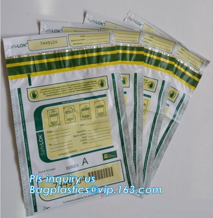 security deposit bags bank deposit bags cash deposit bags, general bank plastic deposit bags supply, Coin and Bank Note
