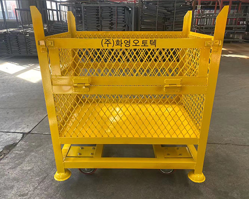 50mm X 50mm Mesh Distillation Tray Pallet Cage 1200mm High Movable With Wheels