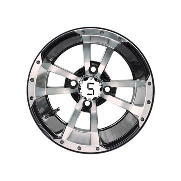 12'' 14'' Aluminum Golf Cart Wheels Machined Glossy Black ET -15 Offset