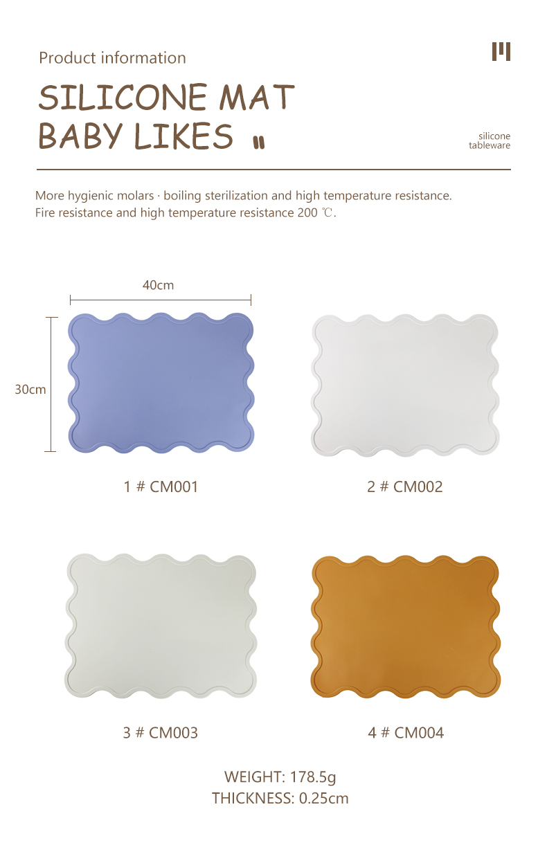 Baby Toddler Silicone Non Slip Table Mat With Custom Laser Logo Debossed Printing
