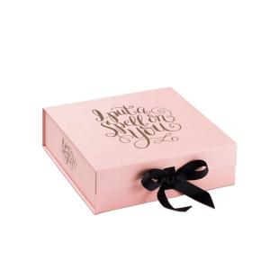 China CMYK Pink Gift Packing Boxes With Ribbon wholesale