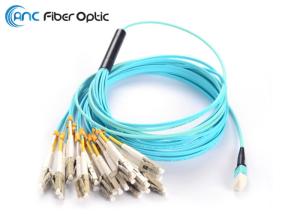 China Aqua Female 24F MPO Fiber Optic Cable Round 3.0mm 5M Breakout Patch Cord wholesale