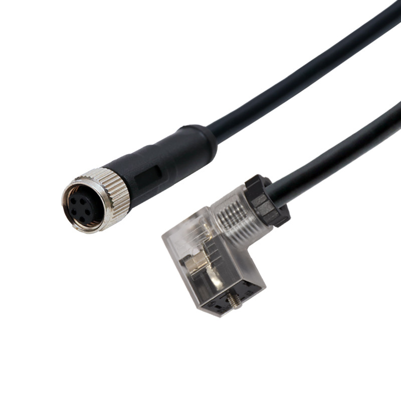 M12 Waterproof Molding 5pins Female Molding Connector To Solenoid Valve Type C LED