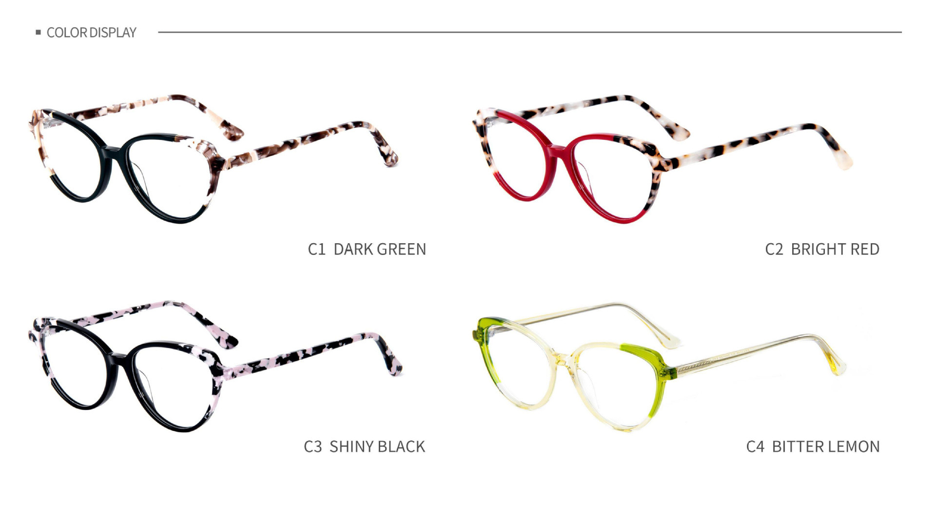 Retro Cat Eye Acetate Frame Glasses Optical Eyeglasses 52-16-140