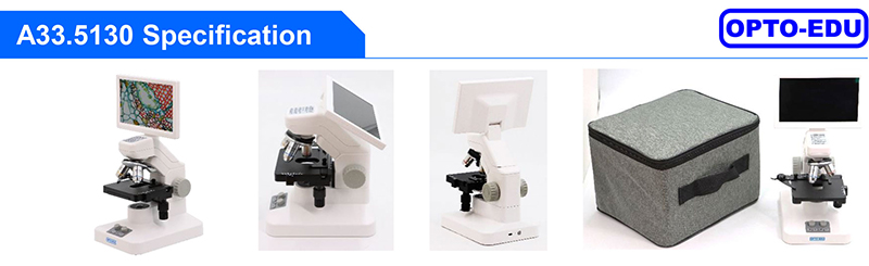 OPTO-EDU A33.5130 Digital Microscope with LED Lights Triple Nosepiece and 8MP Camera