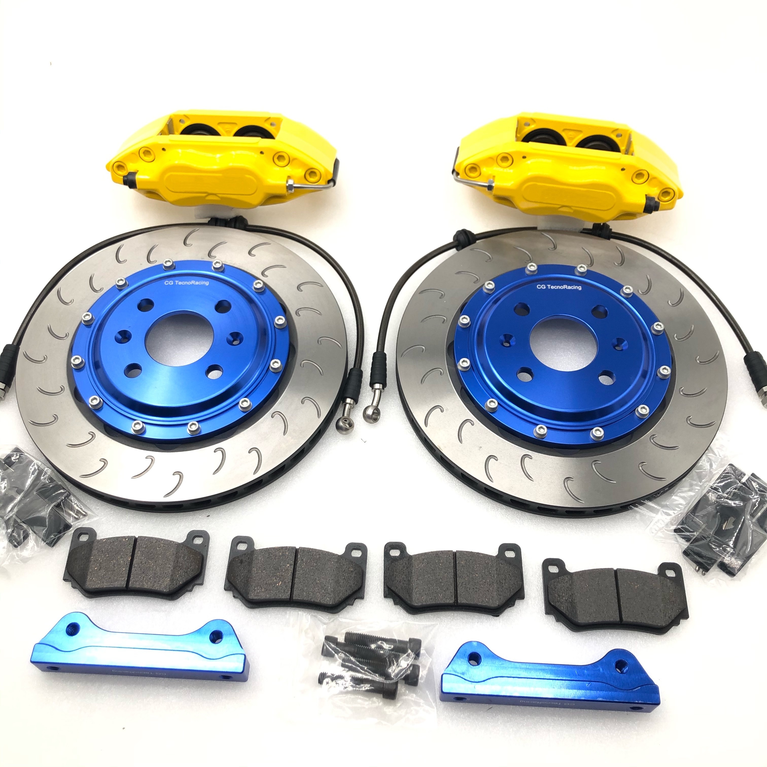 7075 Aluminum 4 Pot Brake Kit Disc 285*24mm With Blue Center Bell