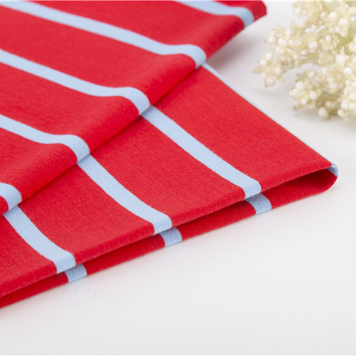 Breathable Moisture Absorbent Striped Cotton Fabric Comfortable Texture For T Shirt