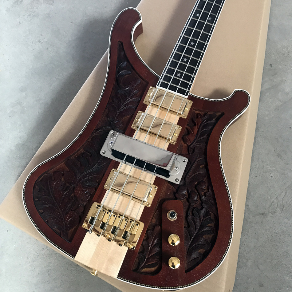 2018 new style high quality custom of carving high-quality custom 4 string bass guitar, ebony fingerboard